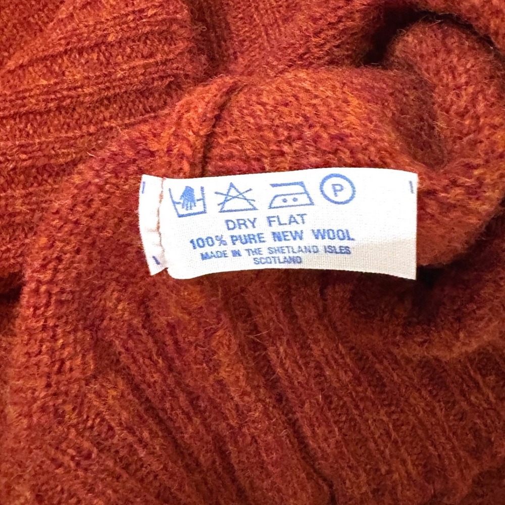 VTG 80's BROOKS BROTHERS Brooksgate Burnt Orange 100% Shetland Wool Sweater L - Picture 6 of 7